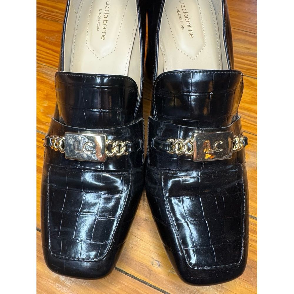 Liz Claiborne Melba Crocodile Leather Block Heels Size 8.5 M - Picture 8 of 11